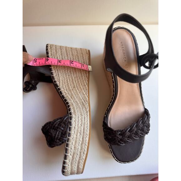 Veronica Beard  brown Reema Braided Ankle-Strap Wedge Sandals size 12 - Picture 7 of 13